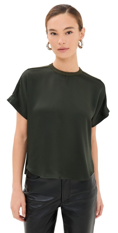 SIMKHAI Addy Knit Back T-Shirt Moss