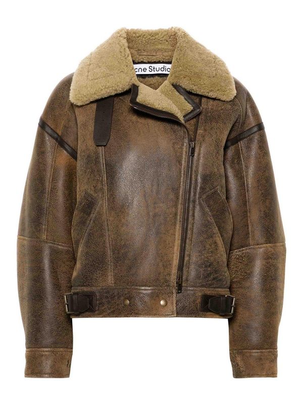 Acne Studios Blouson En Cuir - Marron