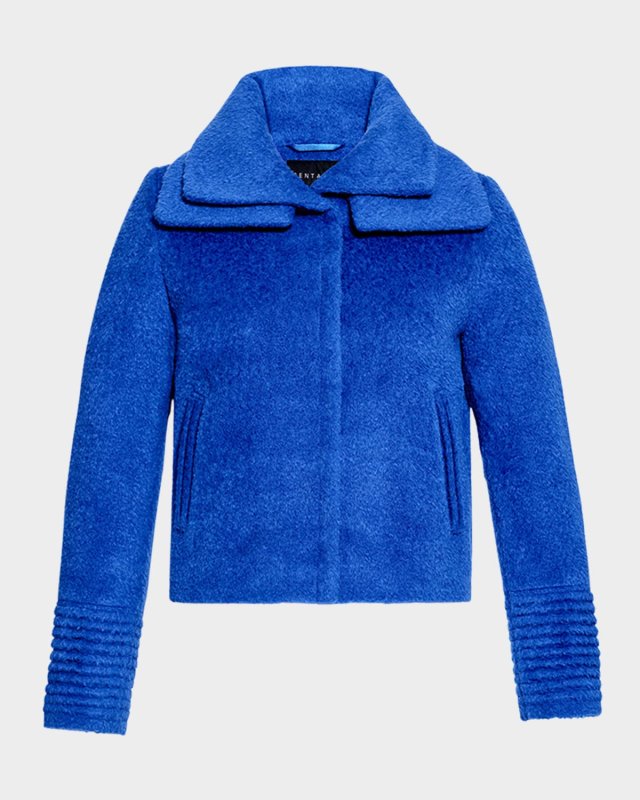 Bouclé Alpaca Moto Jacket with Signature Double Collar