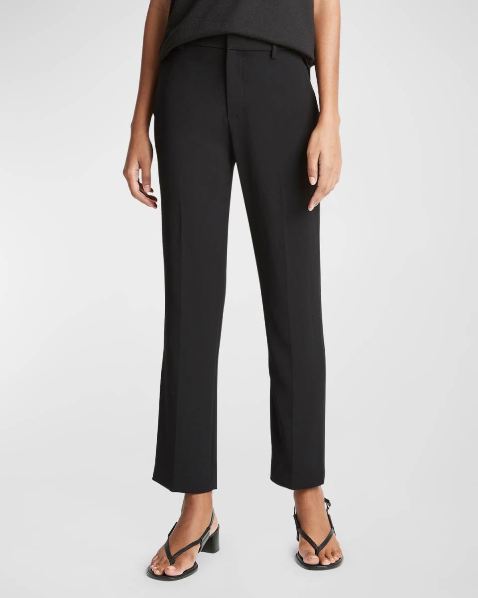 Crepe Tailored Straight-Leg Pants