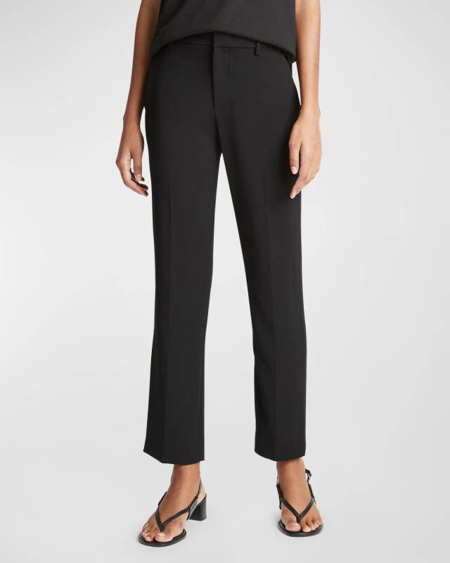 Crepe Tailored Straight-Leg Pants