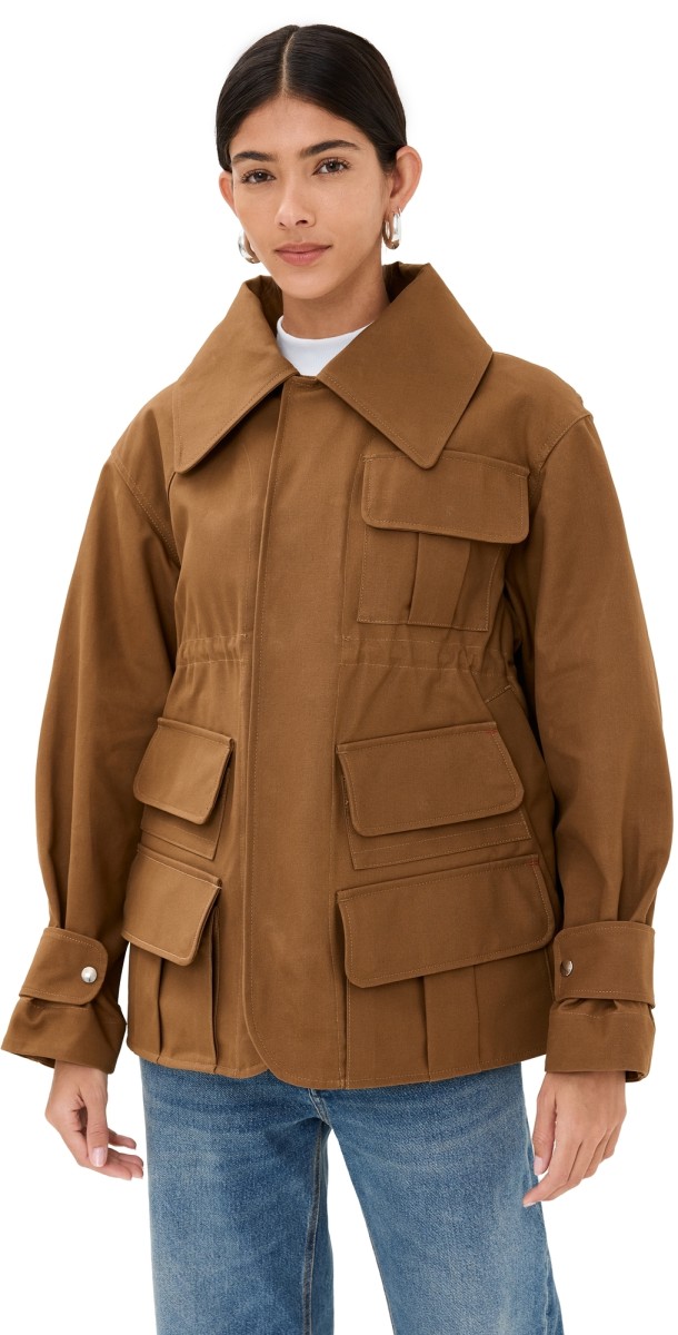 Victoria Beckham Patch Pocket Utility Jacket Toffee