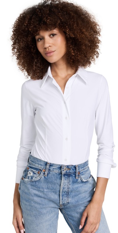 Commando Classic Button Down Thong Bodysuit White