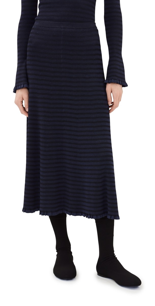 Proenza Schouler White Label Stina Knit Skirt in Geo Knits Navy/Black
