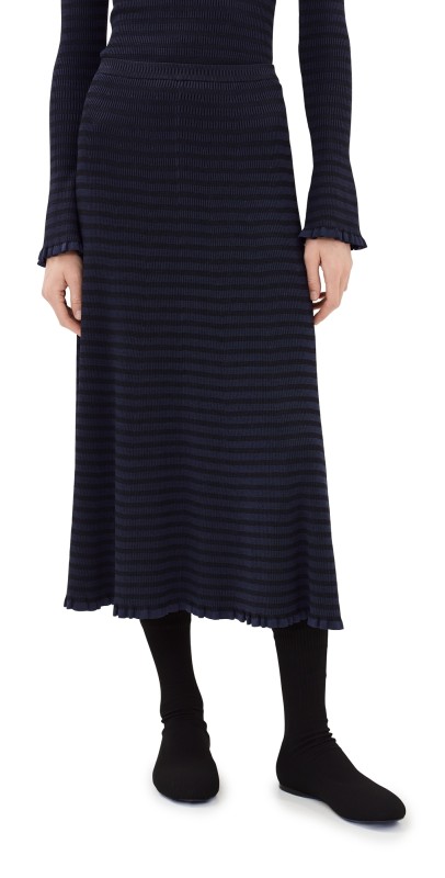 Proenza Schouler White Label Stina Knit Skirt in Geo Knits Navy/Black