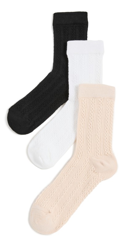 Stems Delicate Knit Socks Black/Ivory/Oat