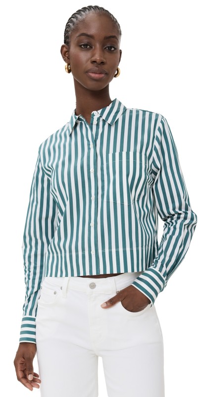 Veronica Beard Maia Top Pine/White