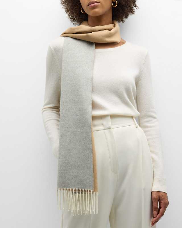 Cashmere Sciarpa Two-Tone Fringe-Trim Scarf