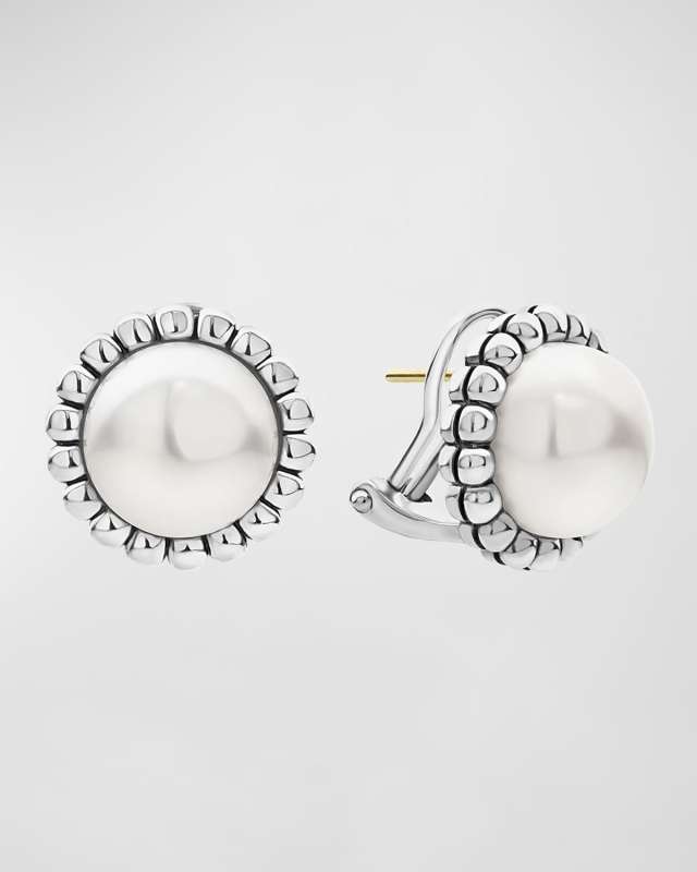 Fluted Pearl Stud Earrings, 12mm