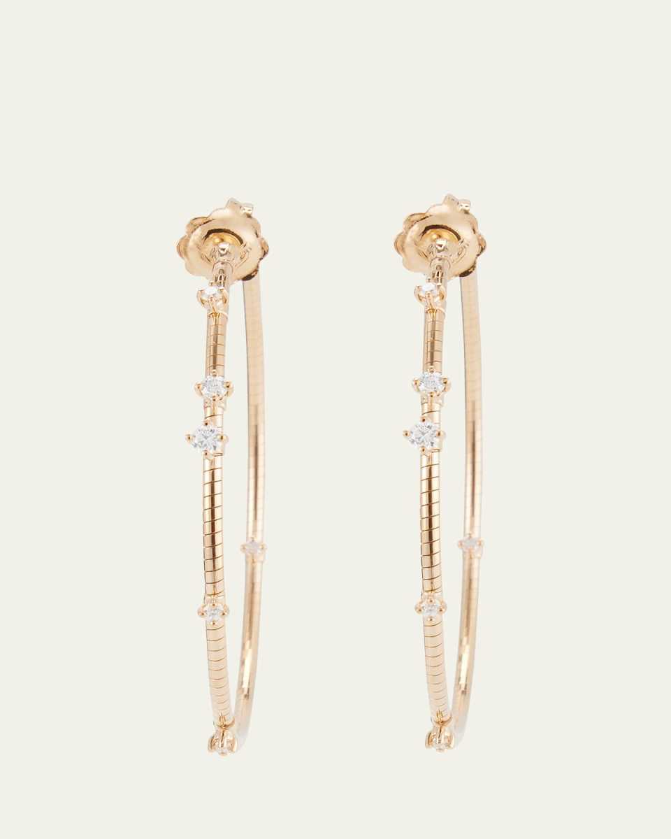 18K Yellow Gold 40mm Diamond Hoop Earrings