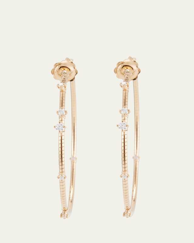 18K Yellow Gold 40mm Diamond Hoop Earrings