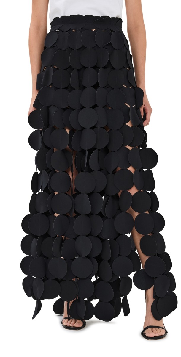 A. W.A. K.E. MODE Multi Circle Layered Maxi Skirt Black