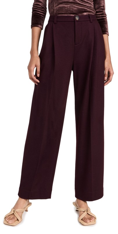 Vince Cozy Wool Pleat Front Pants Cherry Wine