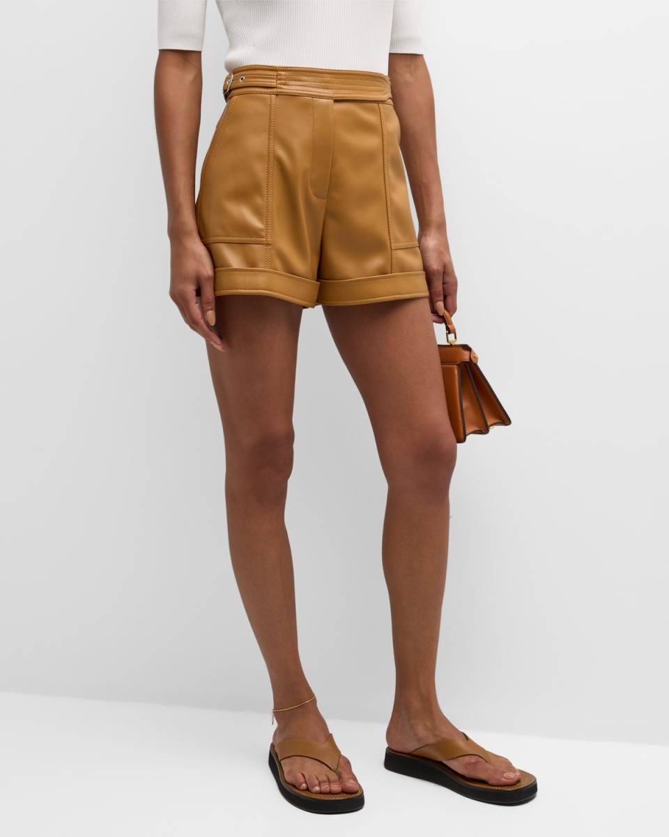 Chace Belted Faux Leather Shorts