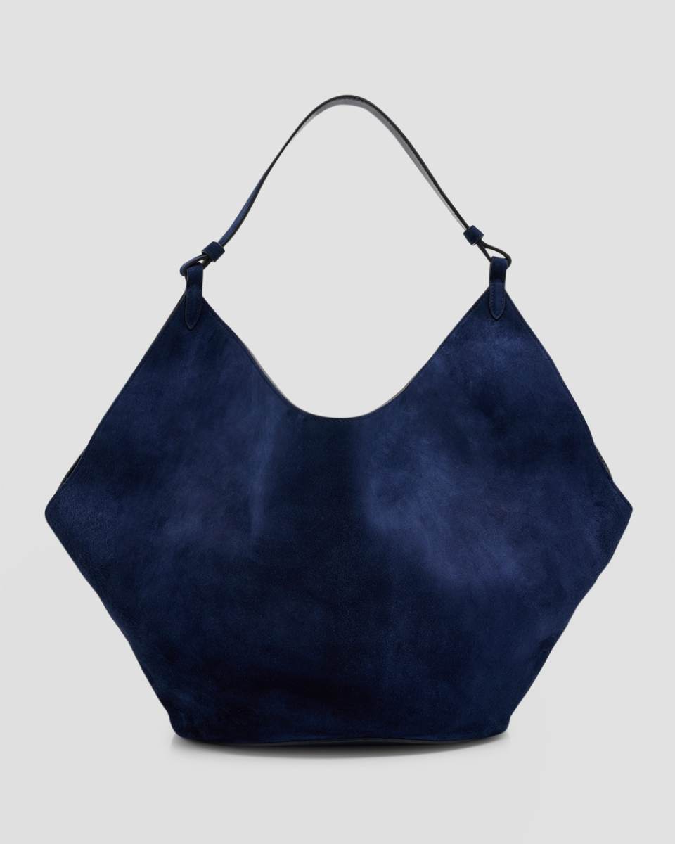 Lotus Medium Suede Shoulder Bag