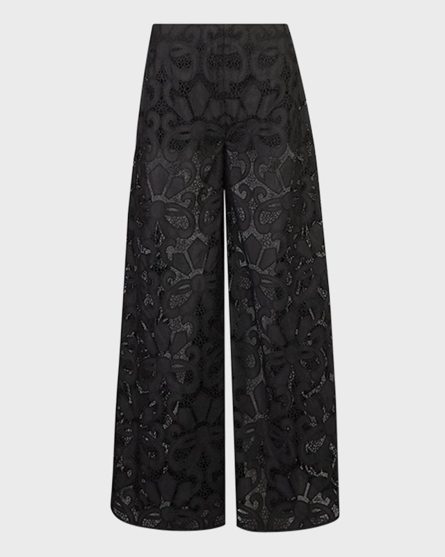Clotilde Wide-Leg Floral Lace Pants