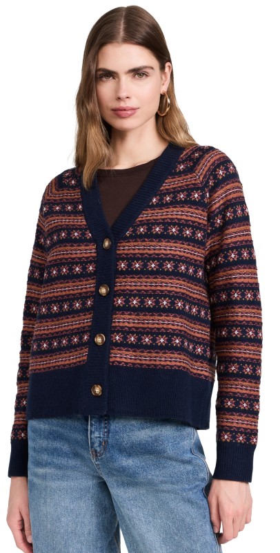 Faherty Highland Fair Isle Cardigan Twilight Fairisle
