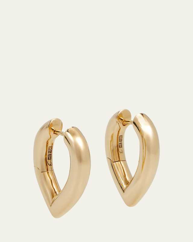 18K Yellow Gold Drop Link Creoles Earrings, 25mm