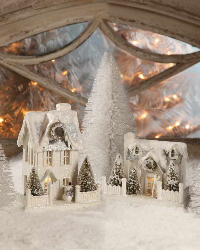 Medium Ivory Cottages, Set of 2