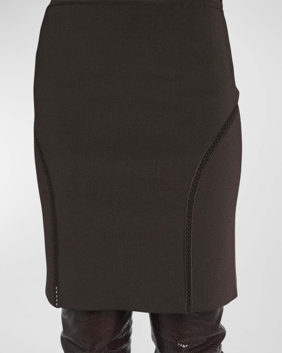 Embroidered Compact Slinky Viscose Pencil Skirt