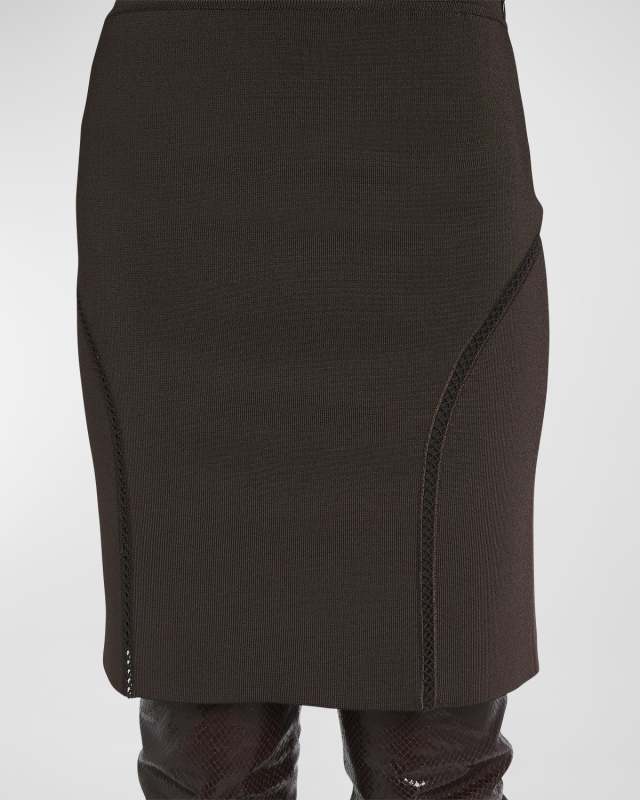 Embroidered Compact Slinky Viscose Pencil Skirt