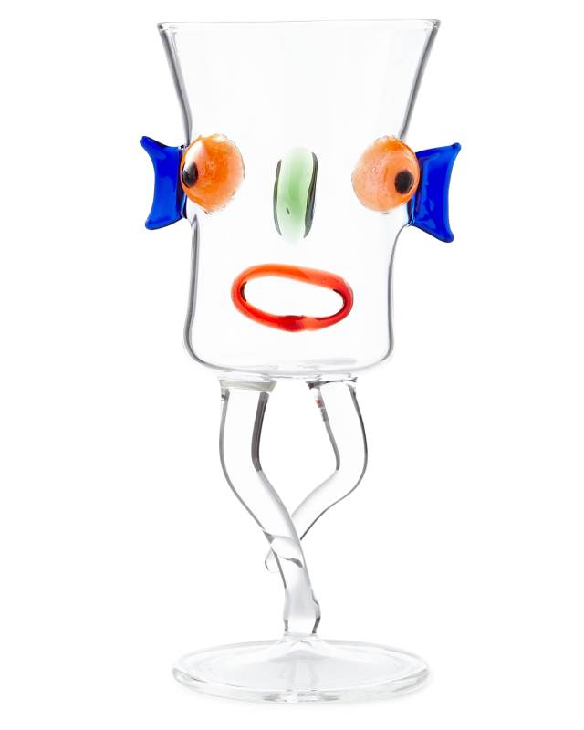Blues Face Drinking Glass, Orange/Black