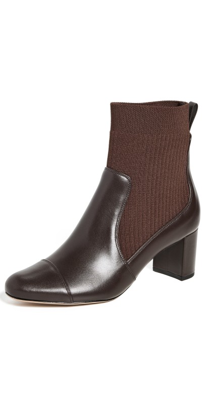 Alexandre Birman Becky Knit Bootie 60mm Dark Brown