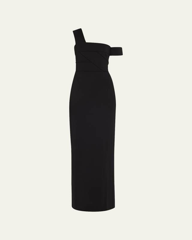 Off-Shoulder Paneled Column Gown