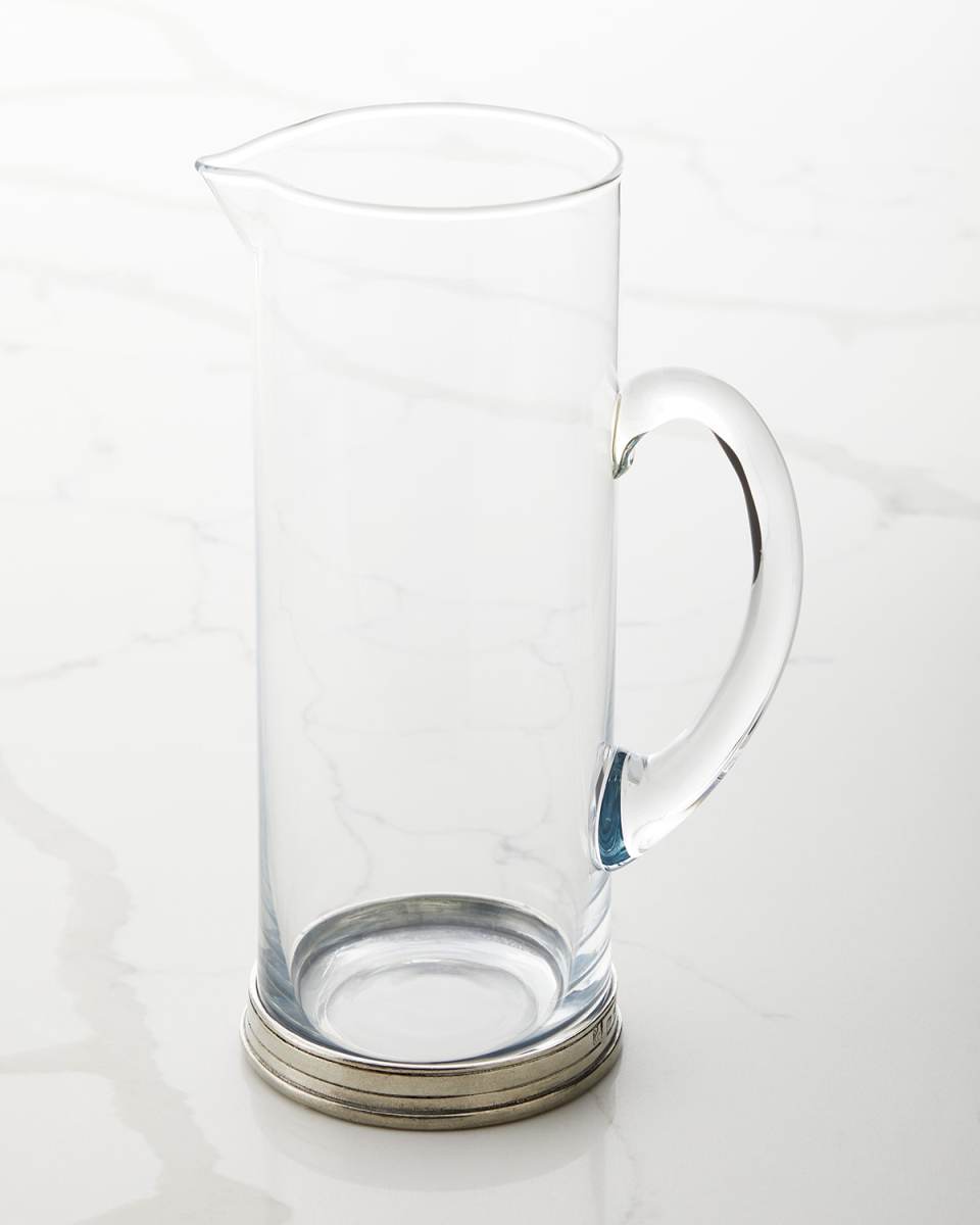 Tall Pewter and Glass Pitcher, 1.5 L