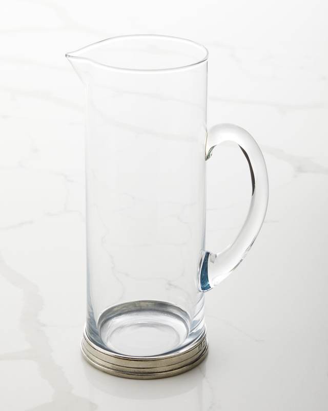 Tall Pewter and Glass Pitcher, 1.5 L