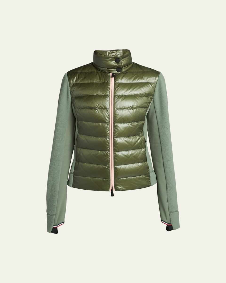 Down Front Fleece Zip-Up Cardigan