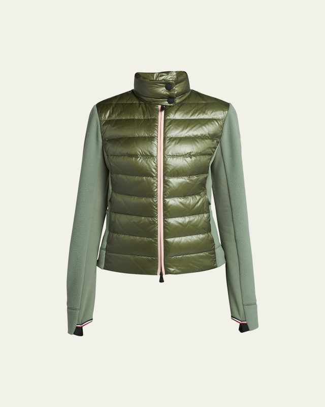 Down Front Fleece Zip-Up Cardigan