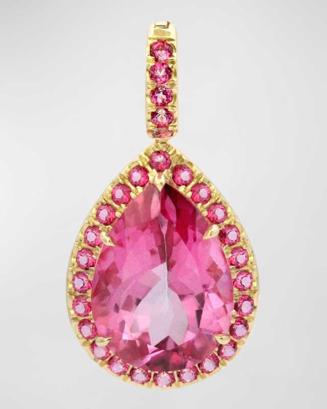 18K Yellow Gold Celeste Pink Topaz Pendant