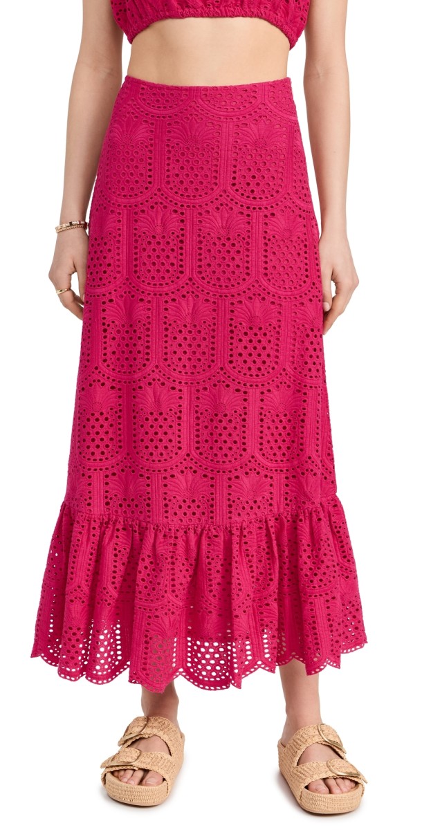 SUNDRESS Ivana Skirt Pineapple Eyelet Fuchsia