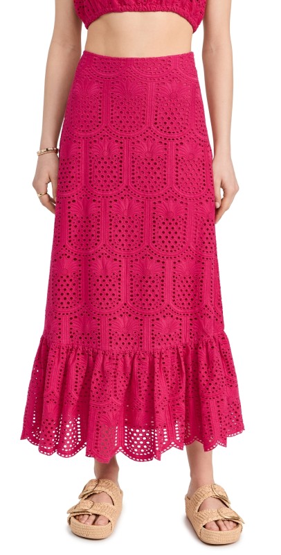 SUNDRESS Ivana Skirt Pineapple Eyelet Fuchsia
