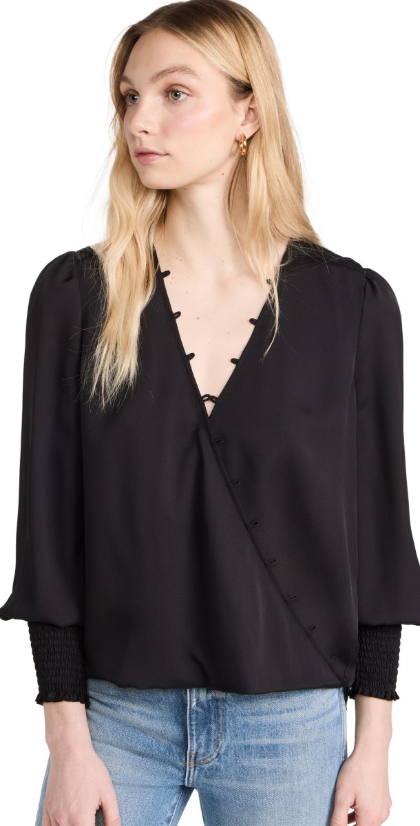 L'AGENCE Enzo Crossfront Blouse Ivory