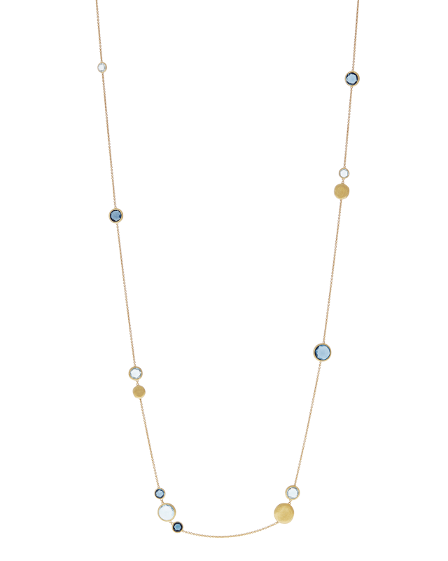 Jaipur 18K Yellow Gold Blue Topaz Station Necklace, 36"L