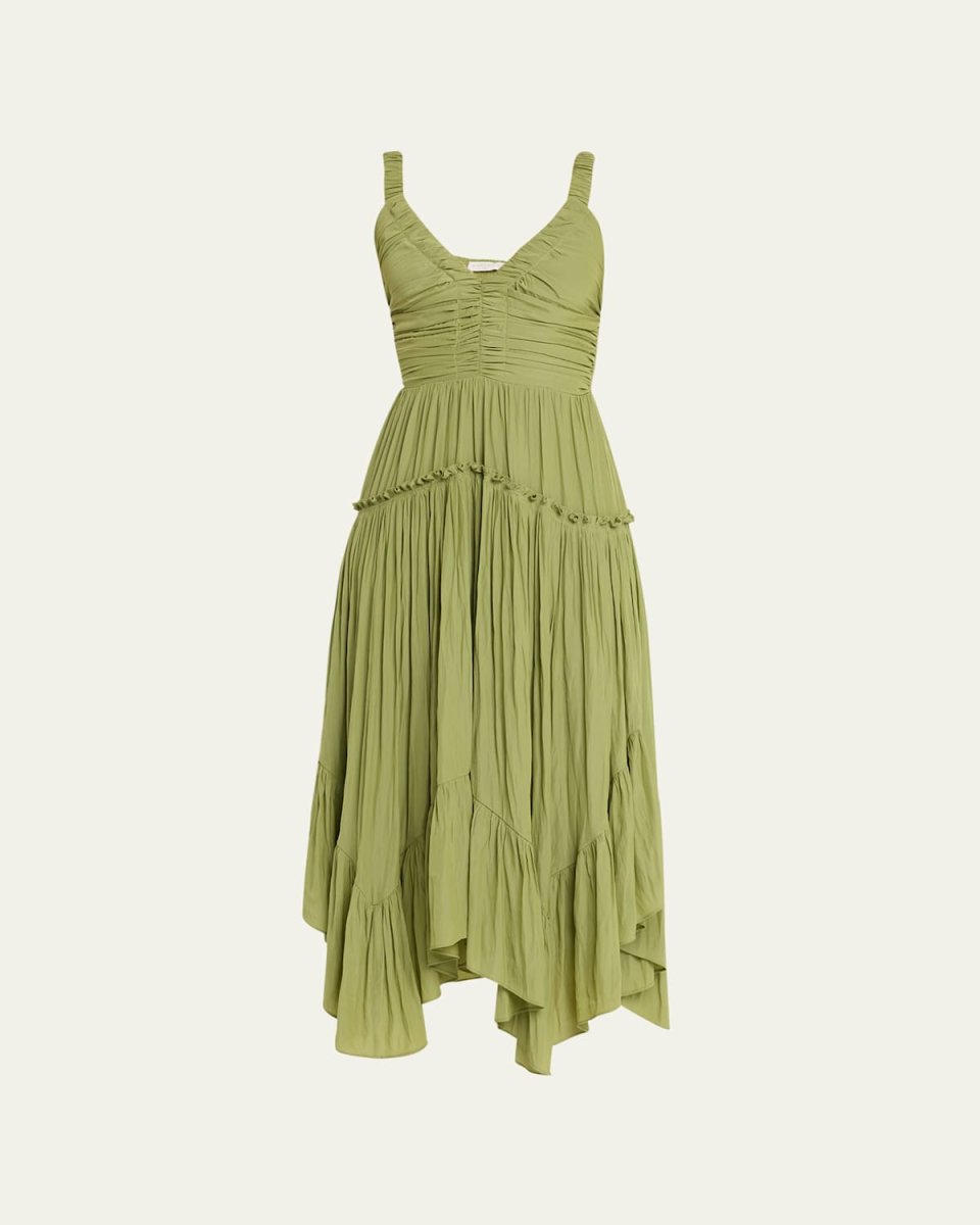 Cleo Gathered Handkerchief Midi Dress