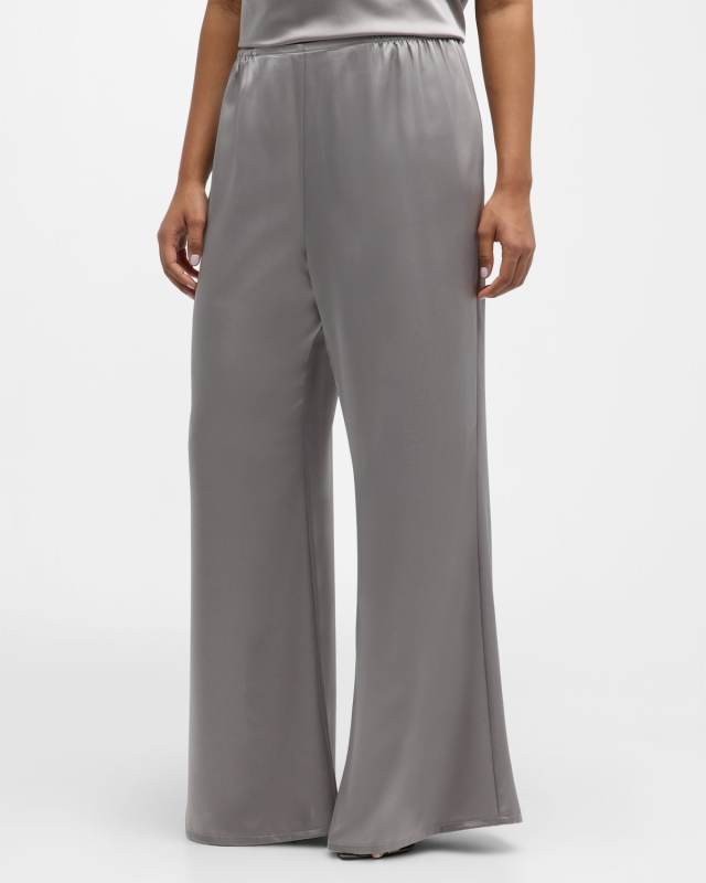 Plus Size Wide-Leg Satin Pants