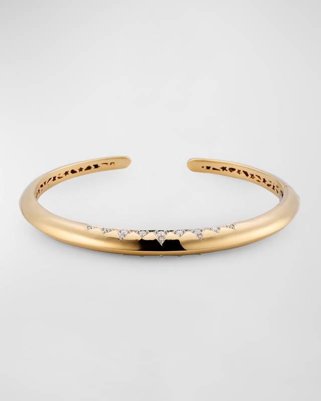 18K Yellow Gold Bangle with White Rhodium over GH-SI Diamonds