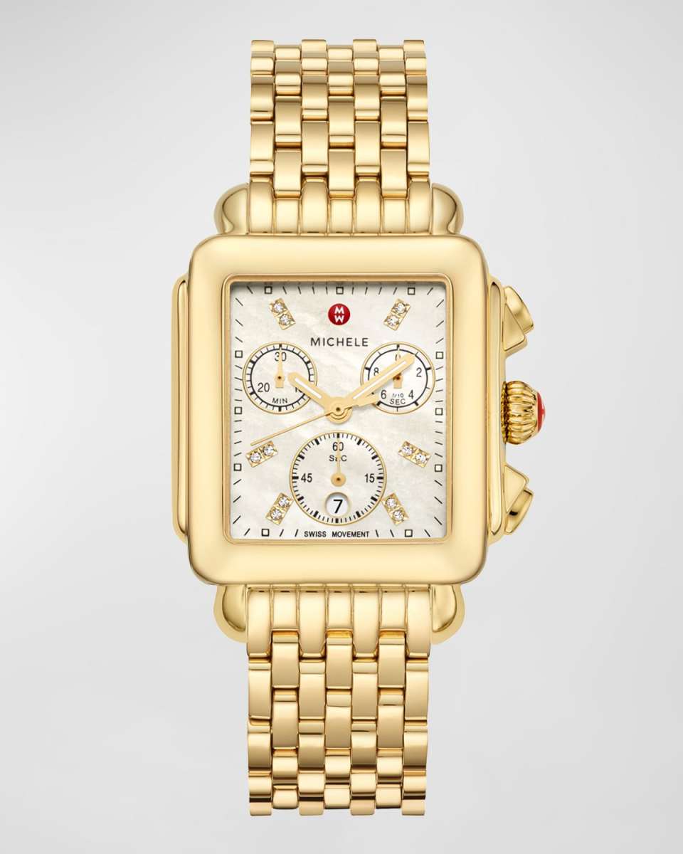 Deco Gold-Tone Diamond Dial Watch