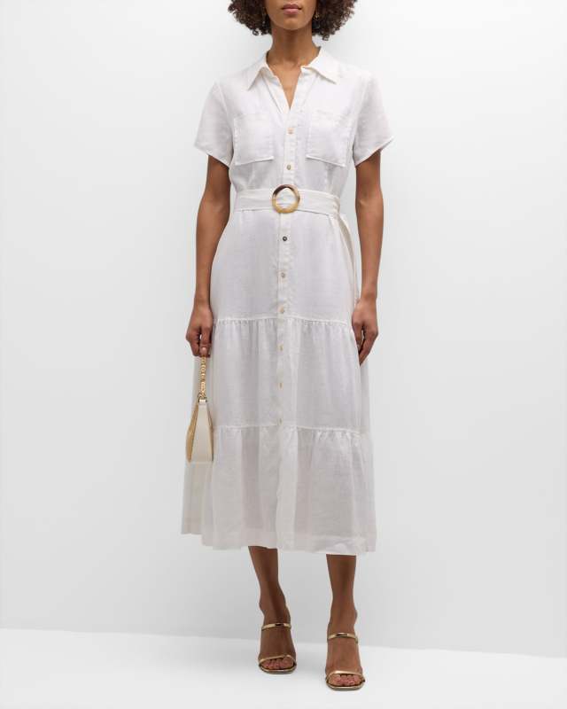 Mitsio Island Short-Sleeve Maxi Shirtdress
