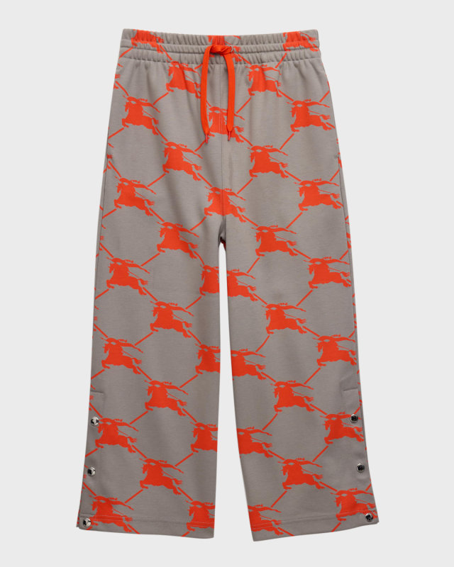 Girl's Equestrian Knight Design Printed Studded Joggers, Size 3-14