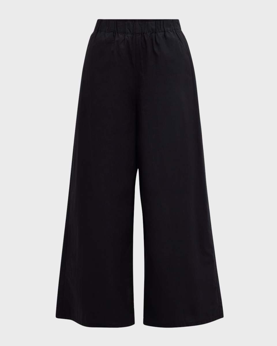 Cropped Wide-Leg Organic Cotton Poplin Pants