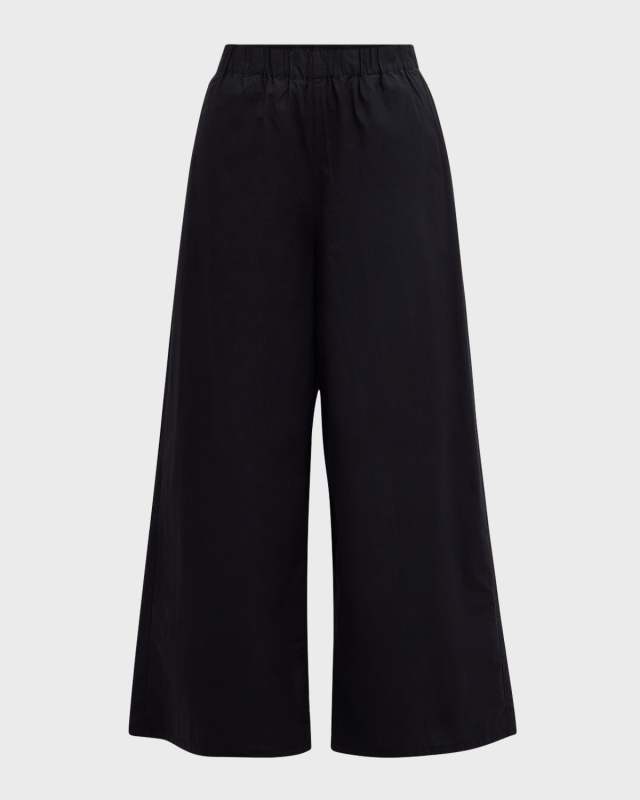 Cropped Wide-Leg Organic Cotton Poplin Pants