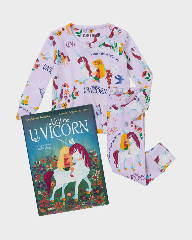 Girl's Uni the Unicorn Printed Pajama Gift Set, Size 12-24