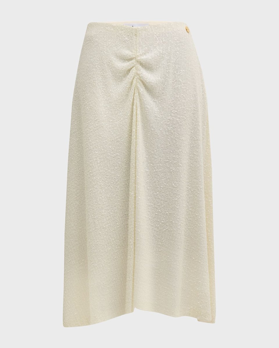 Nikki Ruched Sequin A-Line Midi Skirt
