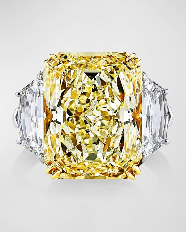 Radiant Cut Two-Tone Banded Ring, 13.54tcw (Size 6.5)