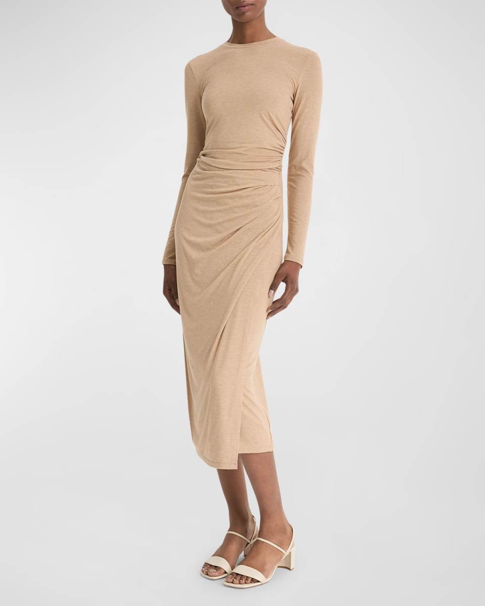 Side Drape Midi Skirt