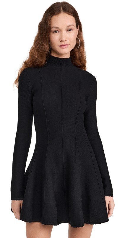 Fleur du Mal Knit Long Sleeve Corset Dress Black